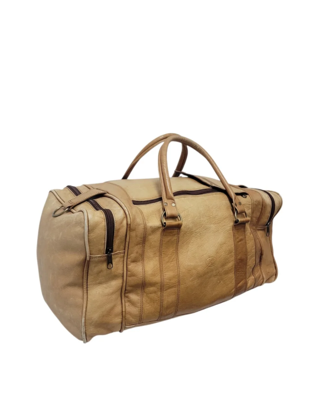 YURY Bags Brown Genuine Leather Double-Handle Adult Unisex Duffle Bag Vintage